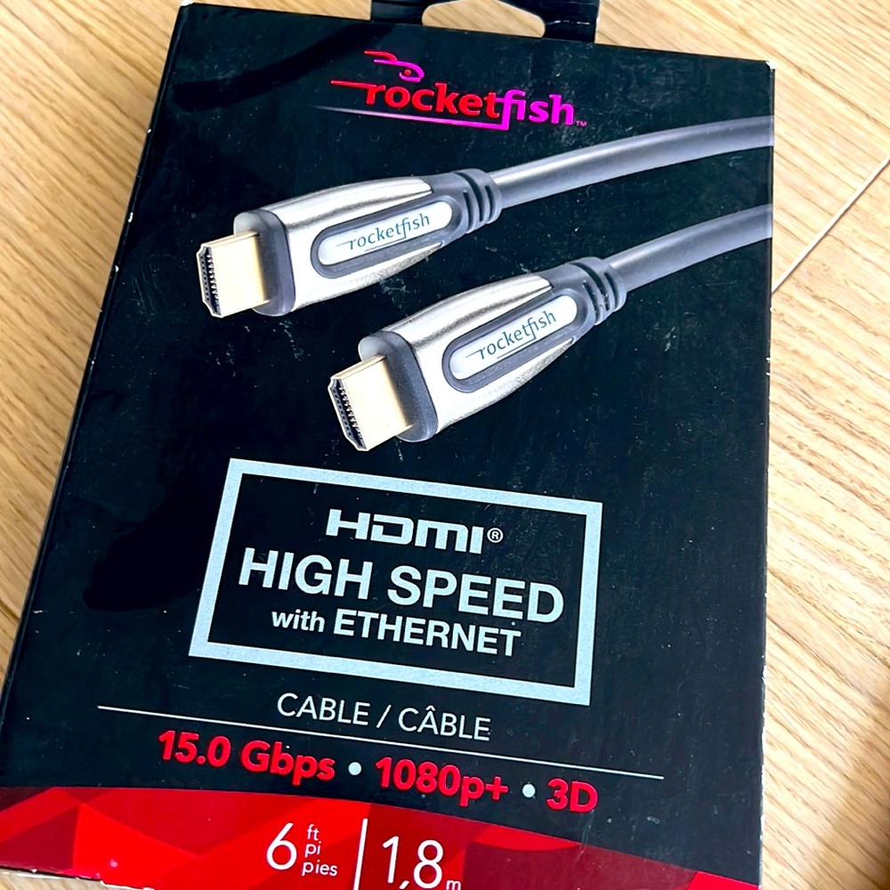 Rocket fish HDMI High Speed w/ Ethernet Cable 6 feet 1.8 new in box